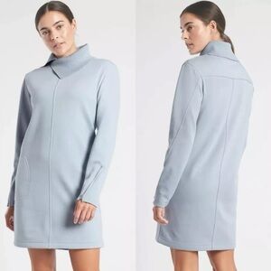 Athleta Cozy Karma Vela Sweat Dress Longsleeve Mock Neck in Voyage Grey Size Med